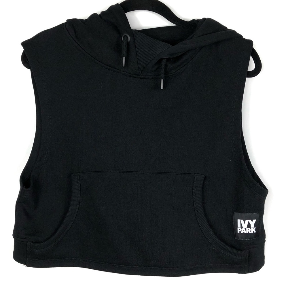 IVY PARK Black Cropped Sleevless Hoodie Small